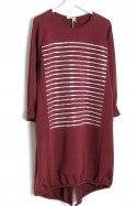 SUKIENKA oversize BORDO nadruk srebro r 44/46/48