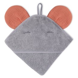 Hi Little One - Ręcznik z kapturem 100 x 100 MOUSE hooded bath towel Salmon