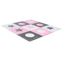Mata edukacyjna piankowa puzzle szara różowa 60 x 60 x 1 cm 9 elementów