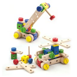 Drewniany zestaw konstrukcyjny Viga Toys 53 elementy w skrzynce Montessori