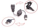 Ładowarka usb zwijany kabel 3w1 micro USB iPh4 4G