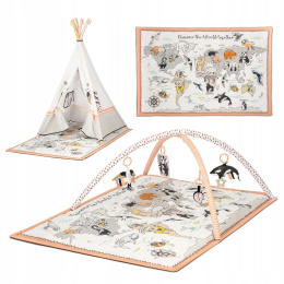 TIPPY Kinderkraft Mata edukacyjna 3w1 z namiotem Tipi