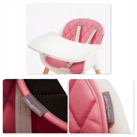 Baby Tiger TINI Krzesełko do karmienia 2w1 - różowe