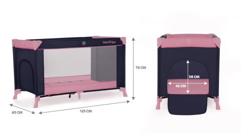 Baby Tiger VIKI łóżeczko turystyczne kojec 120x60 cm - różowe