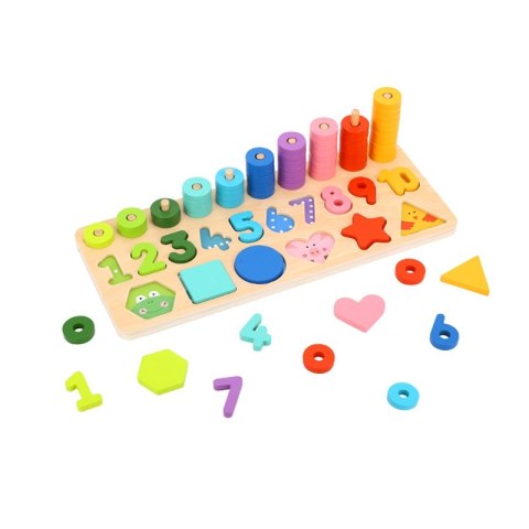 TOOKY TOY Układanka Nauka Liczenia Kształtów Kolorów Montessori 72 el. Certyfikat FSC