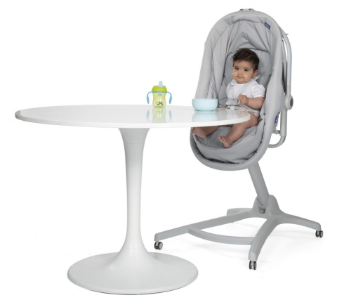 BABY HUG 4w1 leżaczek, kołyska, krzesełko do karmienia Chicco - GREY RELUX ECO+