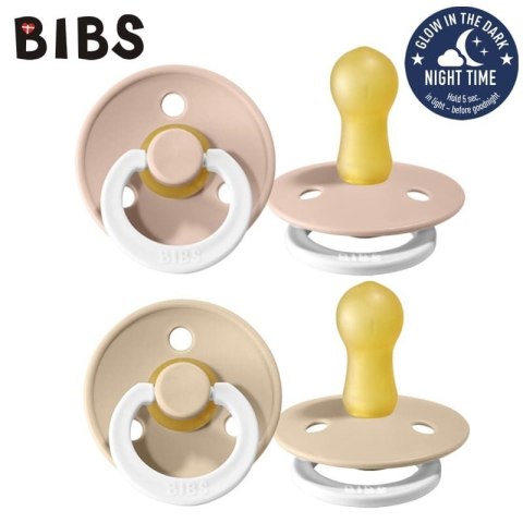 BIBS COLOUR 2-PACK BLUSH NIGHT & VANILIA NIGHT M Smoczek Uspokajający kauczuk Hevea