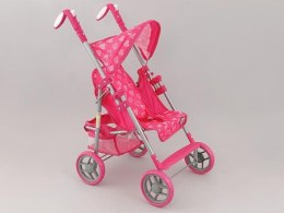 Wózek dla lalek spacerówka różowe serca B1706