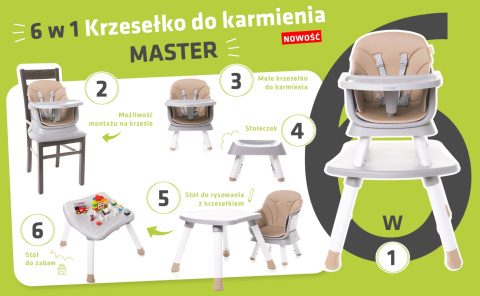 MASTER 4Baby Krzesełko do karmienia 6w1 ze stolikiem - Black