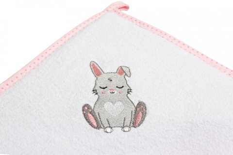 Okrycie Kąpielowe bawełna termo frotte 100x100 Sensillo - KRÓLICZEK RÓŻOWY