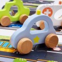 TOOKY TOY Zestaw Droga Puzzle dla Dzieci Autostrada Makieta 21 el. Certyfikat FSC + 6 Pojazdów Drewnianych