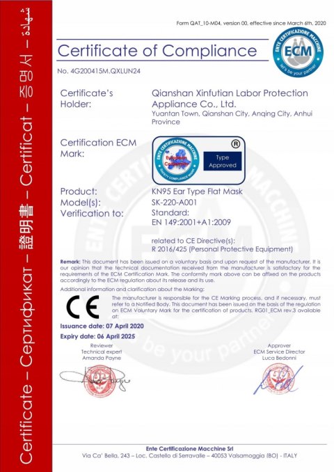 100 x MASECZKA KN95 CZARNA OCHRONNA MASKA 100 szt