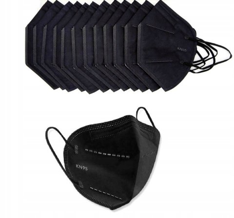 50 x MASECZKA KN95 CZARNA OCHRONNA MASKA 50 sztuk