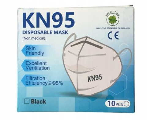 50 x MASECZKA KN95 CZARNA OCHRONNA MASKA 50 sztuk