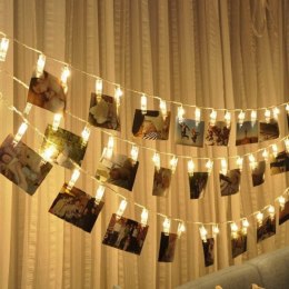 Lampki Led Girlanda Klamerki Klipsy na zdjęcia 2m 20LED na baterie