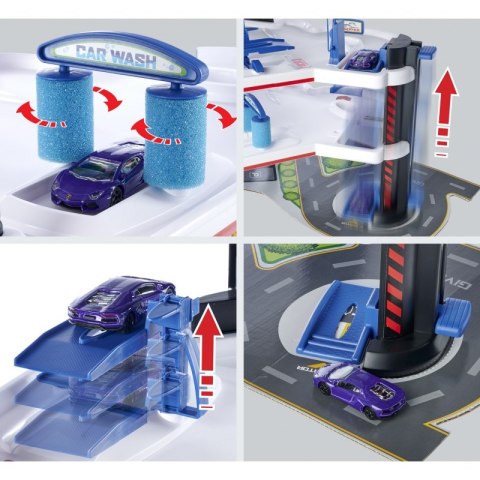 MAJORETTE Garaż Miejski + 5 samochodów Lamborghini Audi Ford Renault Jeep