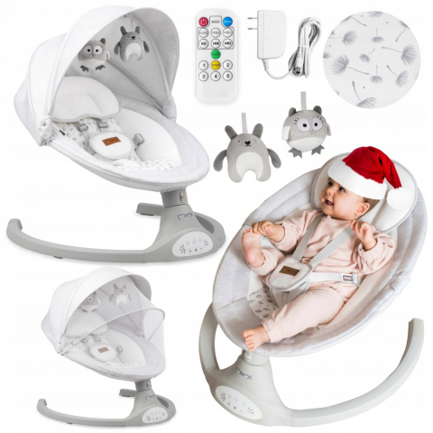 MoMi LAMI bujaczek elektryczny leżaczek - jasnoszary