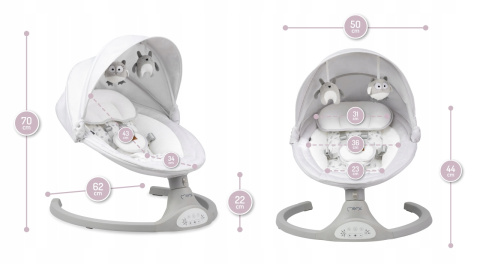 MoMi LAMI bujaczek elektryczny leżaczek - jasnoszary