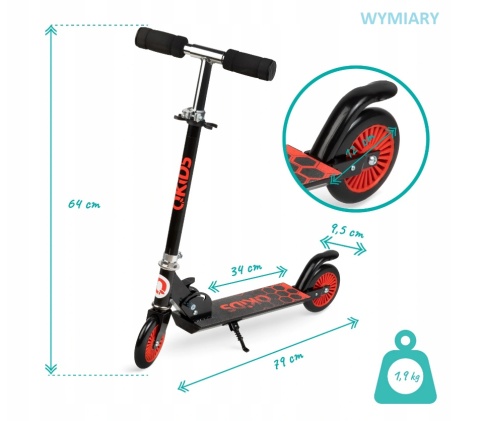 FLO QKids Hulajnoga dwukołowa do 50 kg - czarna