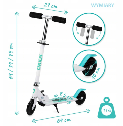 FLO QKids Hulajnoga dwukołowa do 50 kg - niebieska 2