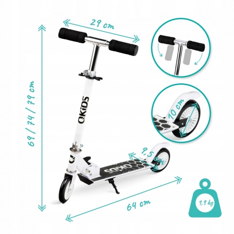 FLO QKids Hulajnoga dwukołowa do 50 kg - biała