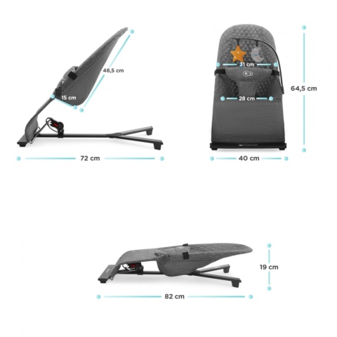 MIMI Kinderkraft Leżaczek bujaczek - Grey