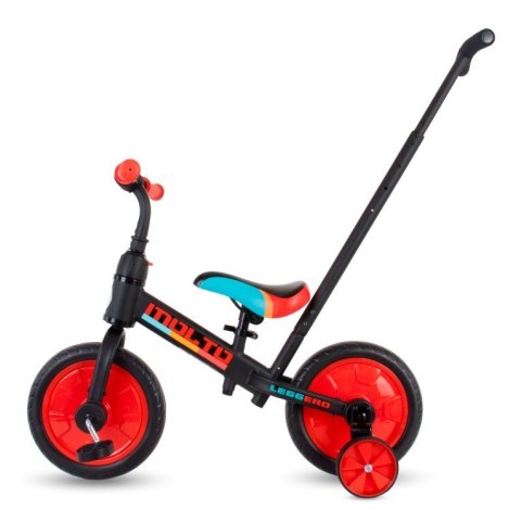 Rowerek biegowy z pedałami i popychaczem 3w1 Molto Leggero czerwony