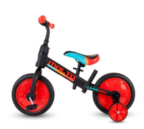 Rowerek biegowy z pedałami i popychaczem 3w1 Molto Leggero czerwony