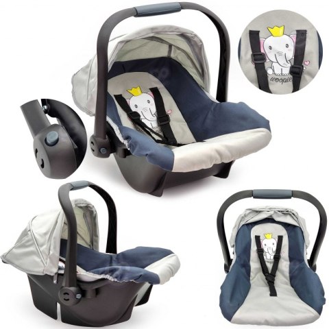 WOOPIE ROYAL Zestaw dla Lalek Wózek 3w1 + Nosidełko + 2x Ubranko