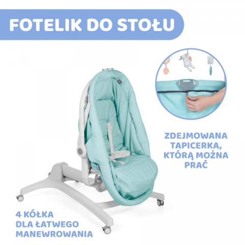 BABY HUG 4w1 leżaczek, kołyska, krzesełko do karmienia Chicco - Aquarelle