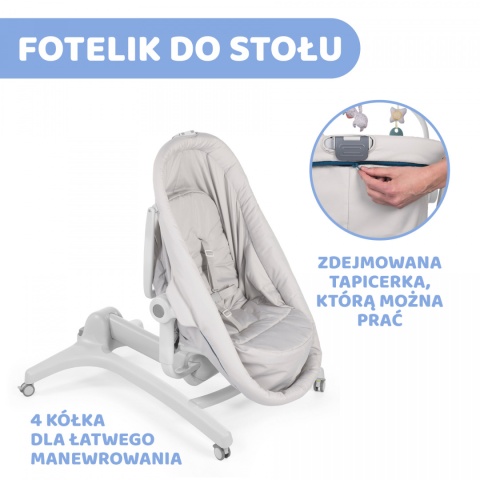 BABY HUG 4w1 leżaczek, kołyska, krzesełko do karmienia Chicco - Glacial