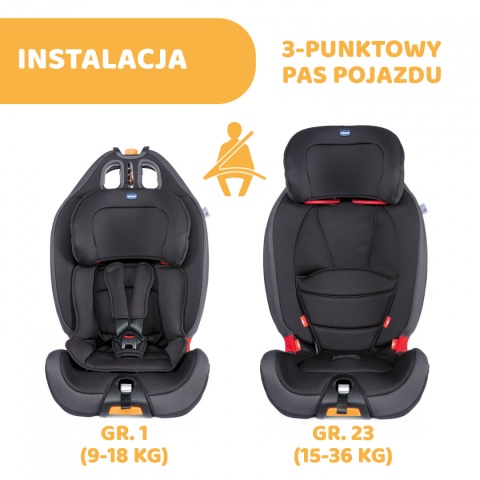 CHICCO GRO-UP fotelik dziecięcy 9-36 kg z regulacją odchylenia - Jet Black