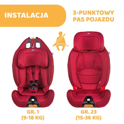CHICCO GRO-UP fotelik dziecięcy 9-36 kg z regulacją odchylenia - Red Passion