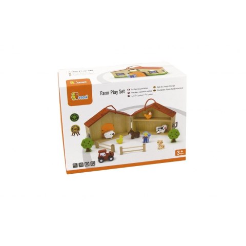 VIGA Drewniana Farma Zagroda Zwierzątka 13 Elementów