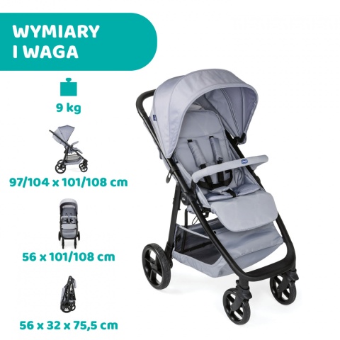 Multiride Chicco 0m+ do 22kg Terenowa spacerówka z gumowymi kółkami - Light Grey