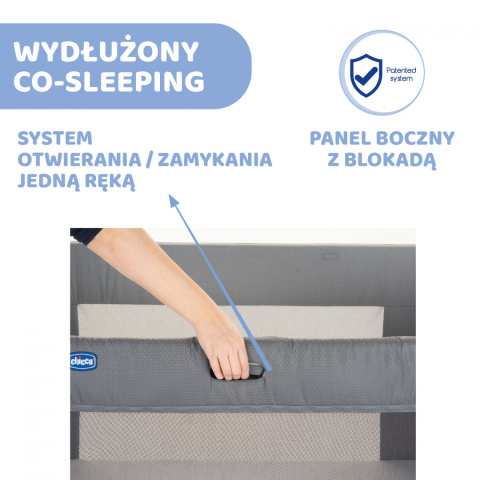 NEXT 2 ME FOREVER Chicco Łóżeczko dostawne 0m+ Next2Me MOON GREY