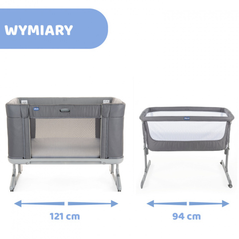 NEXT 2 ME FOREVER Chicco Łóżeczko dostawne 0m+ Next2Me MOON GREY