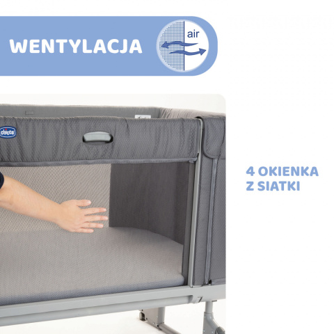 NEXT 2 ME FOREVER Chicco Łóżeczko dostawne 0m+ Next2Me MOON GREY