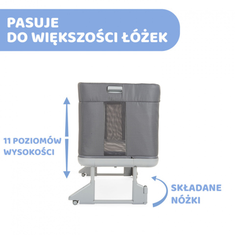 NEXT 2 ME FOREVER Chicco Łóżeczko dostawne 0m+ Next2Me MOON GREY