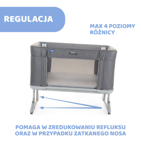 NEXT 2 ME FOREVER Chicco Łóżeczko dostawne 0m+ Next2Me MOON GREY