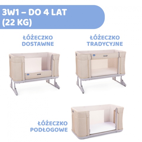 NEXT 2 ME FOREVER Chicco Łóżeczko dostawne 0m+ Next2Me SAND