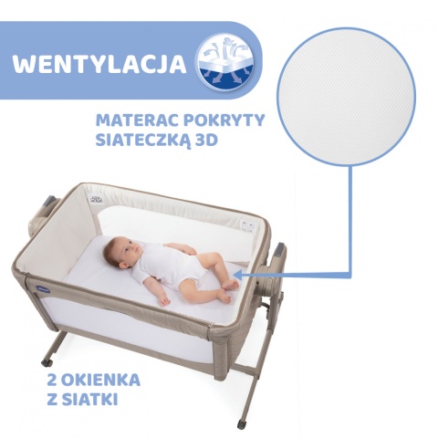 Next2me Magic Chicco 0m+ łóżeczko dostawne - Beige