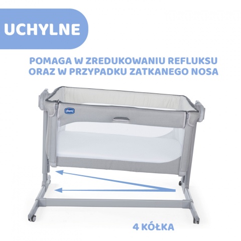 Next2me Magic Chicco 0m+ łóżeczko dostawne - Cool Grey