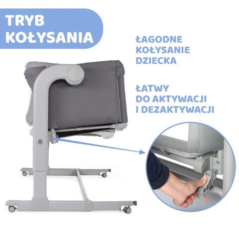Next2me Magic Chicco 0m+ łóżeczko dostawne - MOON GREY