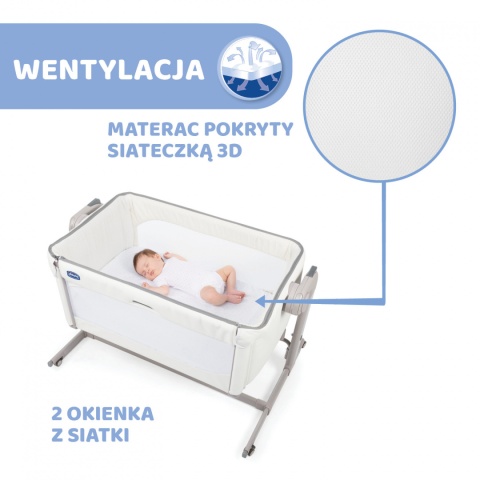 Next2me Magic Chicco 0m+ łóżeczko dostawne - White Snow