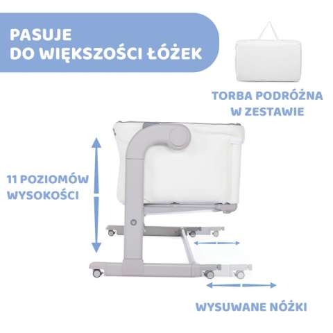 Next2me Magic Chicco 0m+ łóżeczko dostawne - White Snow