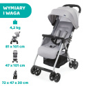 OHLALA 3 Chicco ultra lekki wózek spacerowy, składana rączka, waga 4,2 kg - Grey Mist