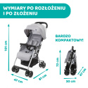 OHLALA 3 Chicco ultra lekki wózek spacerowy, składana rączka, waga 4,2 kg - Grey Mist