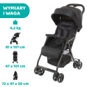 OHLALA 3 Chicco ultra lekki wózek spacerowy, składana rączka, waga 4,2 kg - Jet Black