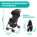 OHLALA 3 Chicco ultra lekki wózek spacerowy, składana rączka, waga 4,2 kg - Jet Black